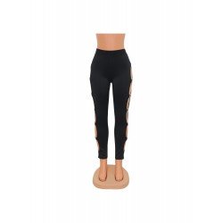 Seductive Black Cut Out Skinny Trousers For Women