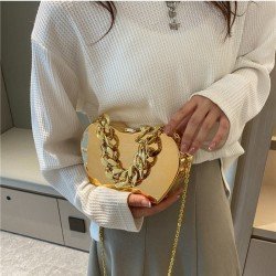 Apple Shape Solid Chain Shoulder Bags