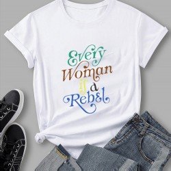 Letter Printed Short Sleeve T Shirts For Women
