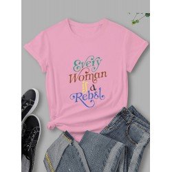 Letter Printed Short Sleeve T Shirts For Women