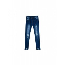 High Waist Blue Ripped Loose Pencil Jeans For Men