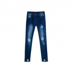 High Waist Blue Ripped Loose Pencil Jeans For Men