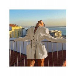 New Designer Pockets Ruched Leather Blazer Coats New Designer Pockets Ruched Leather Blazer Coats