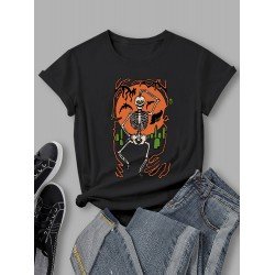 Halloween Skull Graphic Short Sleeve T Shirts