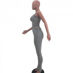  U Neck Sleeveless Top And Skinny Trouser Sets