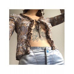 Sexy Ladies Vintage Paisley Printed Tie Wrap Tops Sexy Ladies Vintage Paisley Printed Tie Wrap Tops
