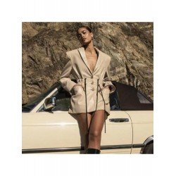 New Designer Pockets Ruched Leather Blazer Coats New Designer Pockets Ruched Leather Blazer Coats