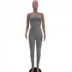  U Neck Sleeveless Top And Skinny Trouser Sets