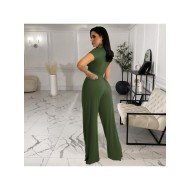  Pure Color Crop Top And Loose Trouser Sets