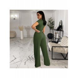  Pure Color Crop Top And Loose Trouser Sets