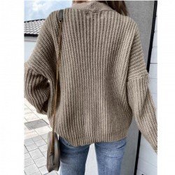  2024 Loose V-Neck Knitting Colorblock Cardigan Sweater