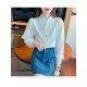  2024 Temperament Pure Color Bead Lace Shirt