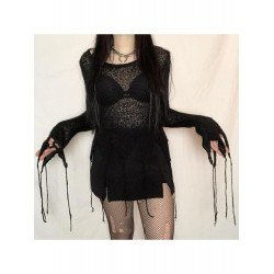  Pure Color See Through Knitting Women's Top