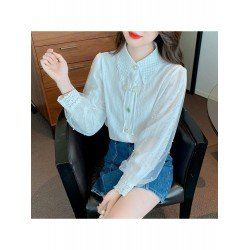  2024 Temperament Pure Color Bead Lace Shirt