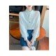  2024 Temperament Pure Color Bead Lace Shirt