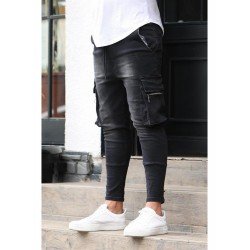 Fashion Pure Color Zipper Men's Denim Jeans  Fashion Pure Color Zipper Men's Denim Jeans