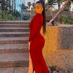 V Neck Slit Jumpsuits For Women