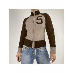 Stand Collar Vintage Ladies Contrast Color Sweater Coats Stand Collar Vintage Ladies Contrast Color Sweater Coats