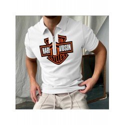 Summer Printed Zipper Up Short Sleeve Polo Shirt  Summer Printed Zipper Up Short Sleeve Polo Shirt