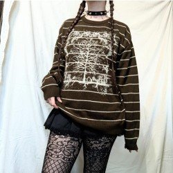 Striped Pattern Loose Women Sweaters