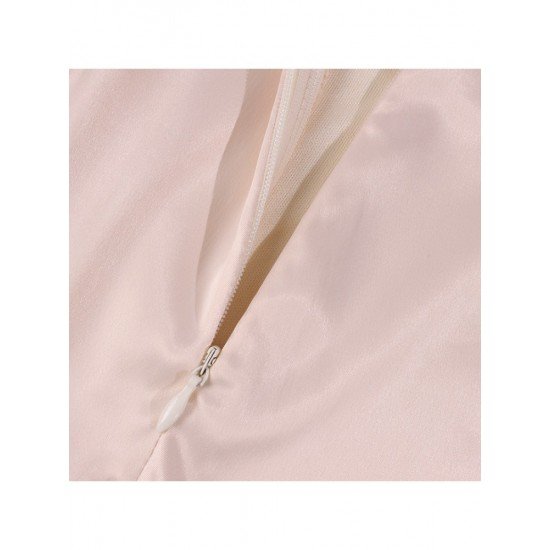  Fishbone Zipper Backless Pure Color Strapless Mini Party Dress Fishbone