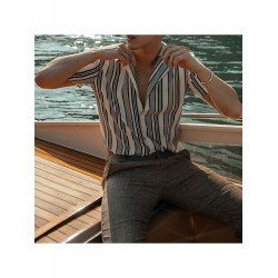 Summer Lapel Striped Short Sleeve Men's Shirt  Summer Lapel Striped Short Sleeve Men's Shirt