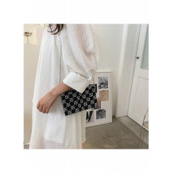 Ladies Black White Grid Rhinestone Chain Shoulder Bags Ladies Black White Grid Rhinestone Chain Shoulder Bags