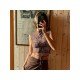  New 2024 Round Neck Printing Patchwork Crop Vest