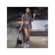  2024 Summer Ripped Navel Top And Short Skirt Sets