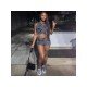  2024 Summer Ripped Navel Top And Short Skirt Sets