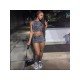  2024 Summer Ripped Navel Top And Short Skirt Sets
