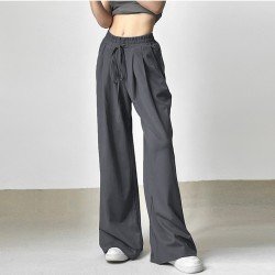  Casual Loose Pure Color Long Pants