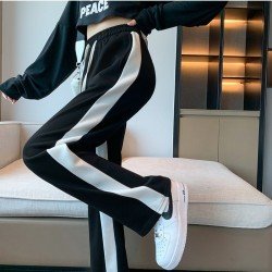  Loose Versatile Contrast Color Women's Long Pants