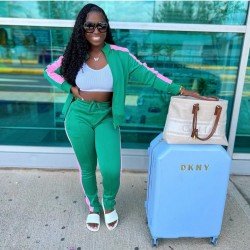 Women Contrast Color Matching 2 Piece Outfit Sets