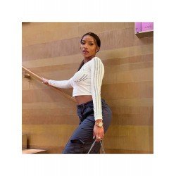  Skinny Round Neck Hollowed Out Women's T-Shirt