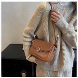  Personalized Lock PU Pure Color Shoulder Bags