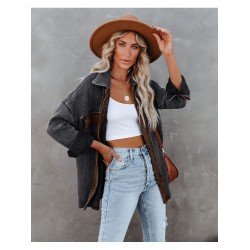 Loose Contrast Color Women's Long Sleeve Coats  Loose Contrast Color Women's Long Sleeve Coats