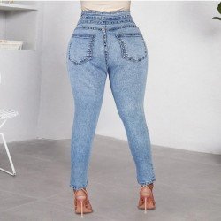  Fashion Heart Printed Ripped Women's Denim Jeans