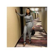  Fashion Round Neck Printing Top And Trouser Women's Sets