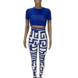 Tie Wrap Printed Matching 2 Piece Trouser Sets For Women