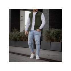Men's Casual Pure Color Raw Edge Button Vest  Men's Casual Pure Color Raw Edge Button Vest