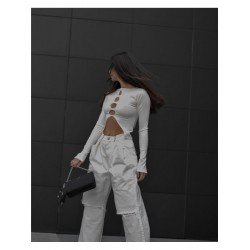 Sexy Cut Out Slit Long Sleeve Tops