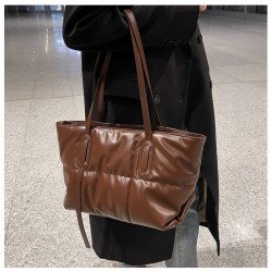  PU Pure Color Large Capacity Women's Bag