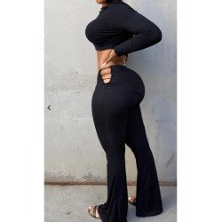 Cut Out Black Matching Cropped Top And Trouser Sets Cut Out Black Matching Cropped Top And Trouser Sets