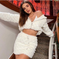 White Spring White Rhombus Matching 2 Piece Skirt Sets