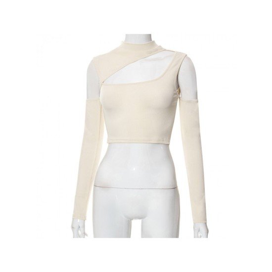 Mock Neck Cold Sleeve Cropped Sexy Tops Mock Neck Cold Sleeve Cropped Sexy Tops