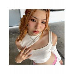 Mock Neck Cold Sleeve Cropped Sexy Tops