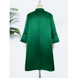 Solid Loose Zipper Up Knee Length Dress Solid Loose Zipper Up Knee Length Dress