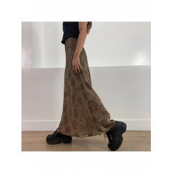 Vintage Brown Loose Floral Maxi Skirts For Ladies Vintage Brown Loose Floral Maxi Skirts For Ladies