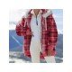 2024 Winter Hooded Plaid Plush Women's Coats